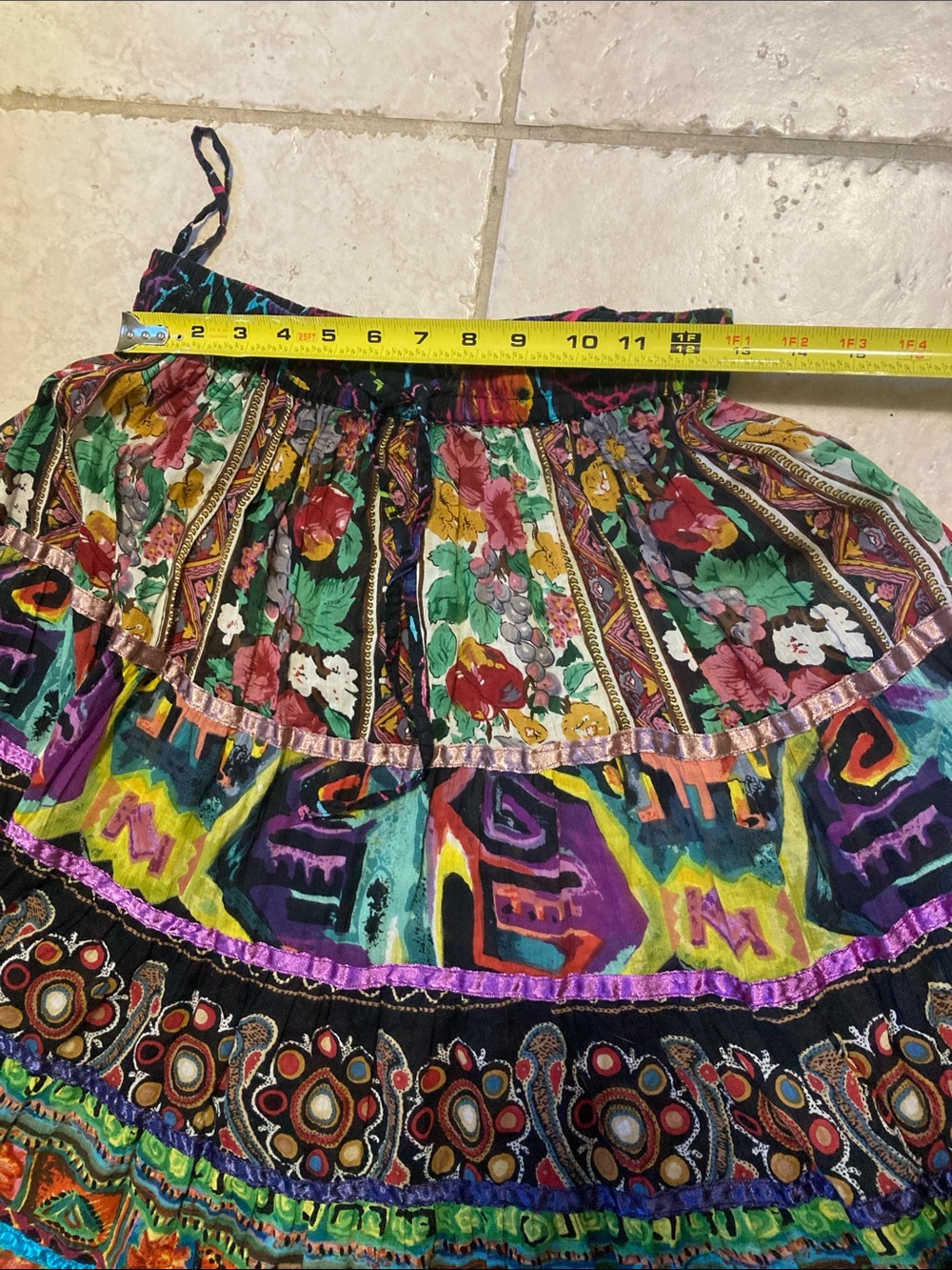 Vintage Soft Surroundings boho gypsy Kamala jungle print maxi skirt 100 cotton M - Picture 4 of 5